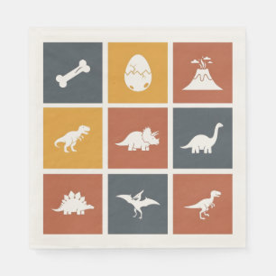 Serviette En Papier Grille d'icônes de dinosaures modernes