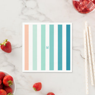 Serviette En Papier Grille Ombre Sea Shore & Monogramme personnalisé