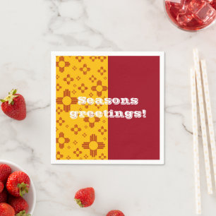 Serviette En Papier Grilles verticales Zia Soleil Rouge Jaune Nouveau-
