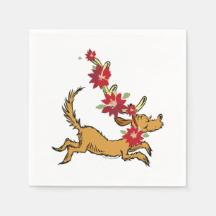 Serviette En Papier Grinch Max Pointsettia de Noël