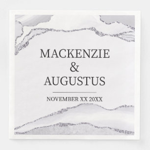 Serviette En Papier Gris Agate Argent Parties scintillant mariée et Ma