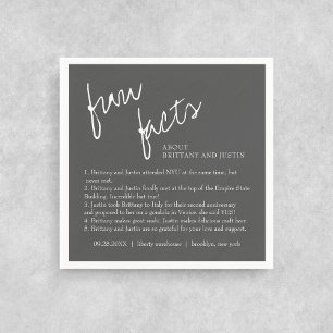 Serviette En Papier Gris Blanc Script Fun Facts Cocktail Mariage