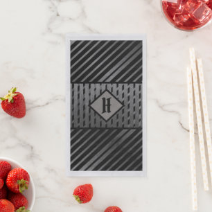 Serviette En Papier Gris et noir Asymétrique Géométrique