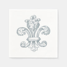 Gris Fleur de Lis sur papier arrière - plan blanc