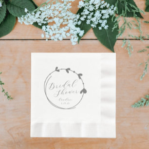 Serviette En Papier Gris foncé Simple Coeur Fête des mariées de couron