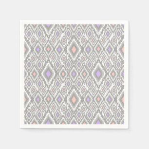 Serviette En Papier Gris, lilas, corail, diamants sur le blanc