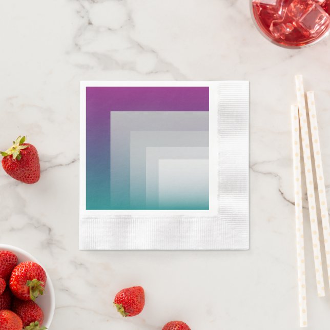 Serviette En Papier gris magenta turquoise (En situation)