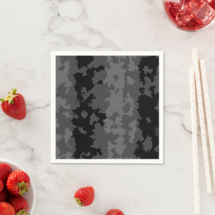 Serviette En Papier Gris Noir Motif Abstrait Irrégulier Design