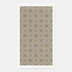 Serviette En Papier Gris, orange, Motif carrelé Diamant Bleu
