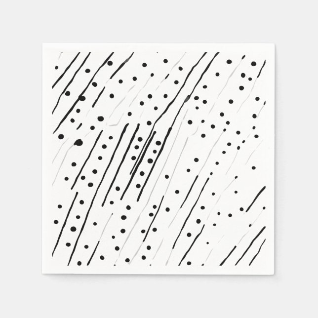 Serviette En Papier Gris ou pois noir, blanc, gris motif (Devant)