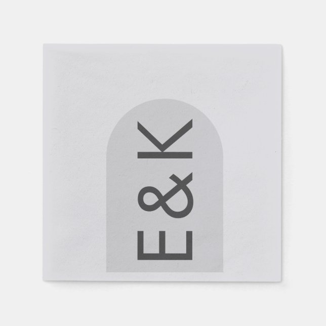 Serviette En Papier Gris Premium Ultimate Moderne Monogramme Arc Maria (Devant)