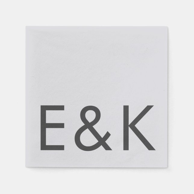 Serviette En Papier Gris Premium Ultimate Moderne Monogramme Bold Amus (Devant)