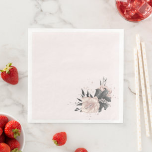 Serviette En Papier gris rose poussiéreux fleurs tropicales mariage