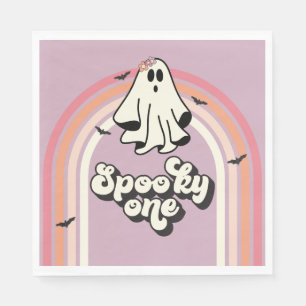 Serviette En Papier groovy Ghost rétro Halloween Fantôme Un Anniversai