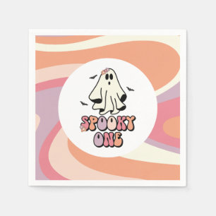 Serviette En Papier groovy Ghost rétro Halloween Fantôme Un Anniversai