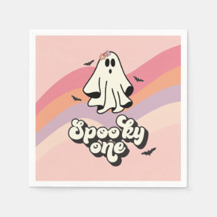 Serviette En Papier groovy Ghost rétro Halloween Fantôme Un Anniversai