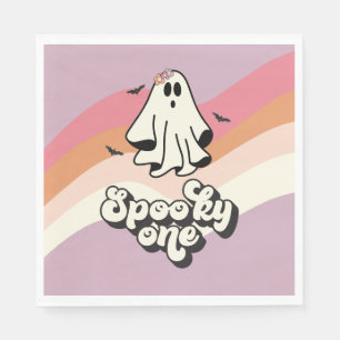 Serviette En Papier groovy Ghost rétro Halloween Fantôme Un Anniversai