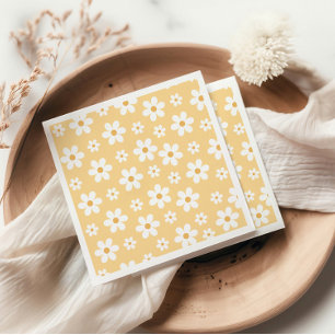 Serviette En Papier Groovy Retro Marguerite jaune