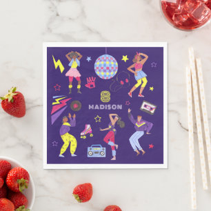 Serviette En Papier Groovy Roller Disco Party Rétro Disque 80
