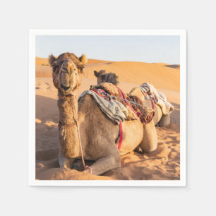 Serviette En Papier Gros plan sur un chameau dans le désert d'Oman