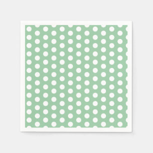 Serviette En Papier Gros pois blancs sur fond vert sauge 