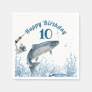 Serviette En Papier Gros Poisson dans l'eau 10e anniversaire de fête s