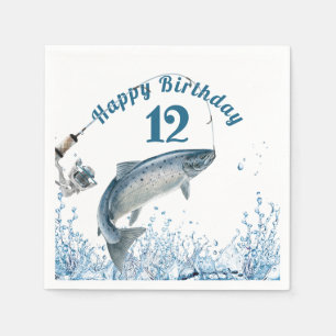 Serviette En Papier Gros Poisson Dans L'Eau 12ème Anniversaire