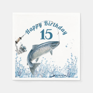 Serviette En Papier Gros Poisson Dans L'Eau 15ème Anniversaire