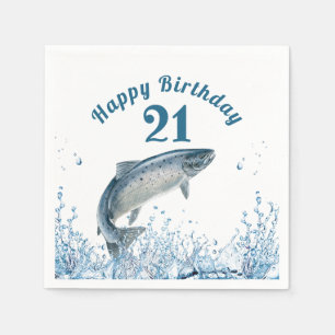 Serviette En Papier Gros Poisson Dans L'Eau 21ème Anniversaire