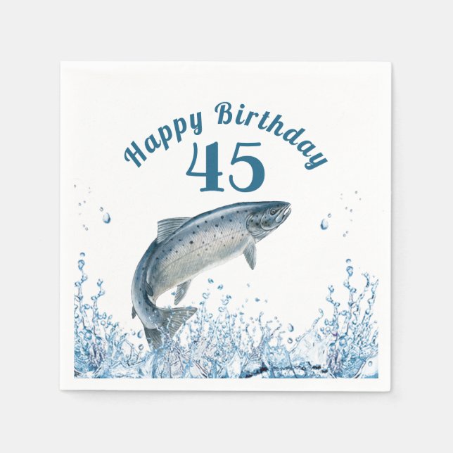 Serviette En Papier Gros Poisson Dans L'Eau 45e Anniversaire (Devant)