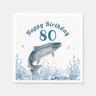 Serviette En Papier Gros Poisson Dans L'Eau 80e Anniversaire