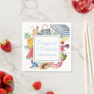 Serviette En Papier Grossesse & Piscine Baby Shower Tropical Garçon