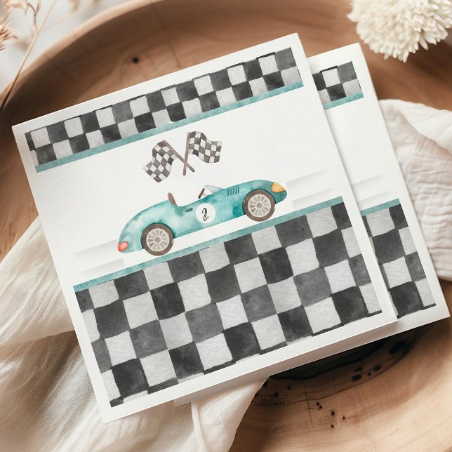 Serviette En Papier Grossissant Deux Rapides 2e Anniversaire (Growing Up Two Fast race car theme 2nd birthday party napkins)