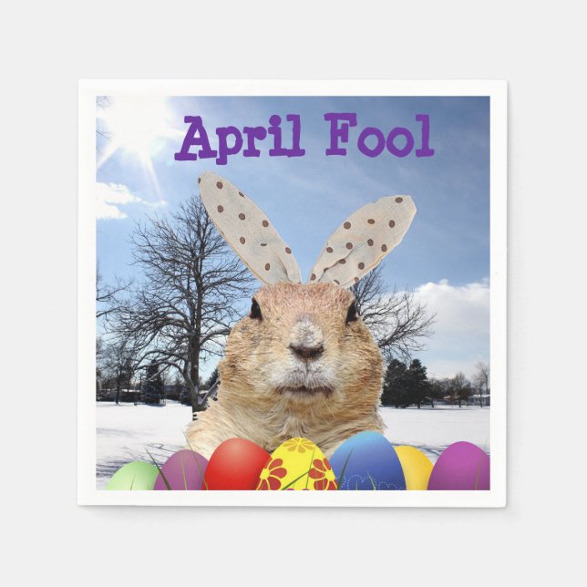 Serviette En Papier Groundhog April Fool Day (Devant)