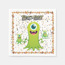 Serviette En Papier Groupe effrayant d'Halloween de monstres de slime