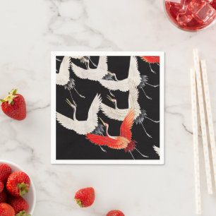 Serviette En Papier Grues volantes : Japonais Bird Kimono Art