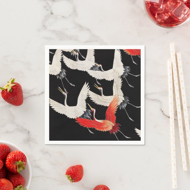 Serviette En Papier Grues volantes : Japonais Bird Kimono Art (En situation)