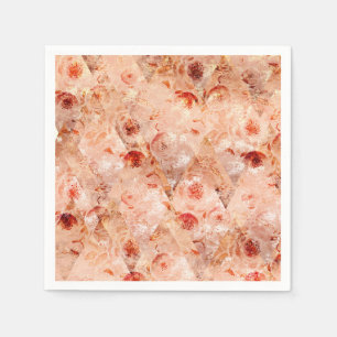 Serviette En Papier Grunge motif floral. Arrière - plan de corail.