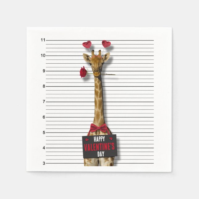 Serviette En Papier Guilty Giraffe Mugshot Drôle Heureuse Sainte-Valen (Devant)