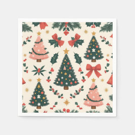 Serviette En Papier Guirlande de Noël vintage et rubans de fête