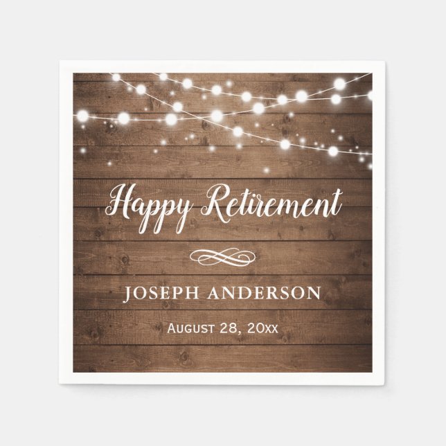 Serviette En Papier Guirlande Lumineuse en Bois Rustique Joyeuse Retra (Devant)