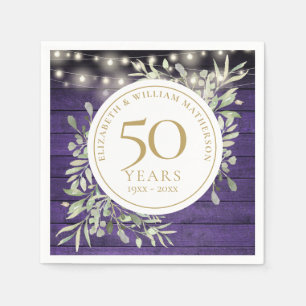 Serviette En Papier Guirlande lumineuse en bois violet pour 50e annive
