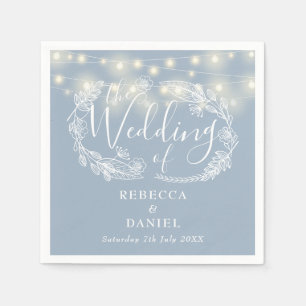 Serviette En Papier Guirlande lumineuse florale bleu poussiéreux Maria