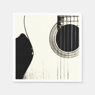 Serviette En Papier Guitare Abstraite noire et blanche
