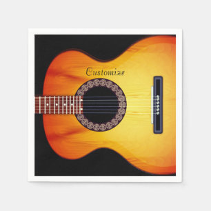 Serviette En Papier Guitare acoustique noire personnalisée 2