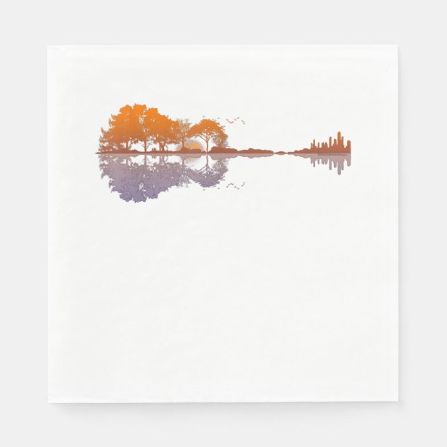 Serviette En Papier Guitare Lake Reflet Musique Et Guitare Lover (Devant)
