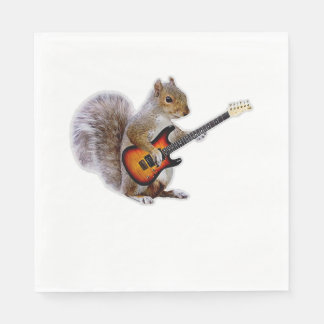 Serviette En Papier Guitare Lover | Écureuil Jouant de la guitare