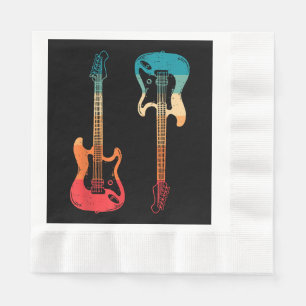 Serviette En Papier Guitare Rétro Guitariste Électrique Basse Guitare