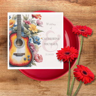 Serviette En Papier Guitare Wildflower Esperluette Musical Mariage