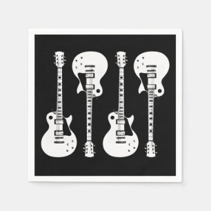 Serviette En Papier Guitares Électriques Graphique en Blanc
